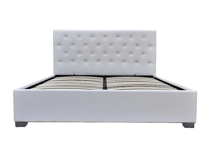 Cama doble con cofre "Tino" - 160 × 200 cm - Blanco