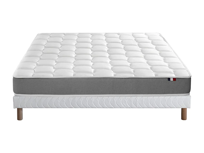 Ensemble matelas mémoire de forme MAM AZUR avec sommier - confort français Dimensions - 140 x 190 cm, Sommier - Blanc