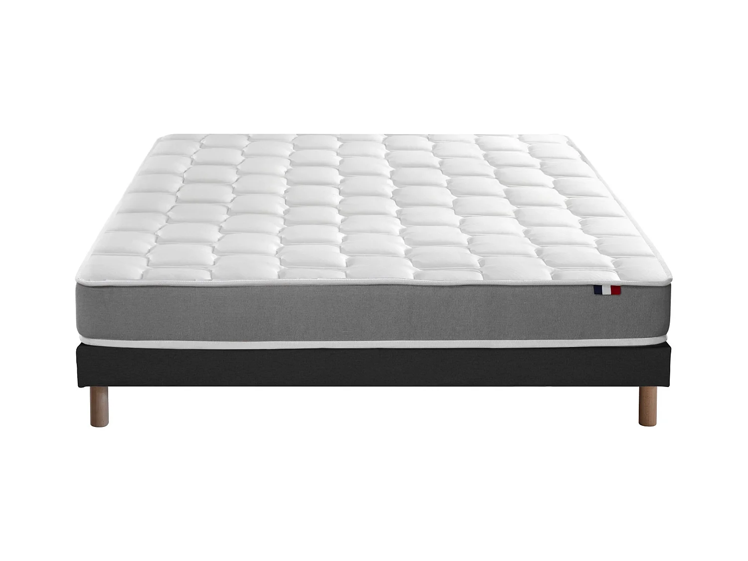 Ensemble matelas mémoire de forme et mousse HR ZENITH avec sommier - confort français Dimensions - 140 x 190 cm, Sommier - Noir