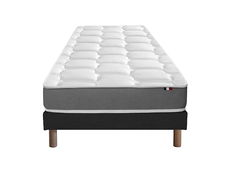 Ensemble matelas mémoire de forme MAM AZUR avec sommier - confort français Dimensions - 90 x 190 cm, Sommier - Noir