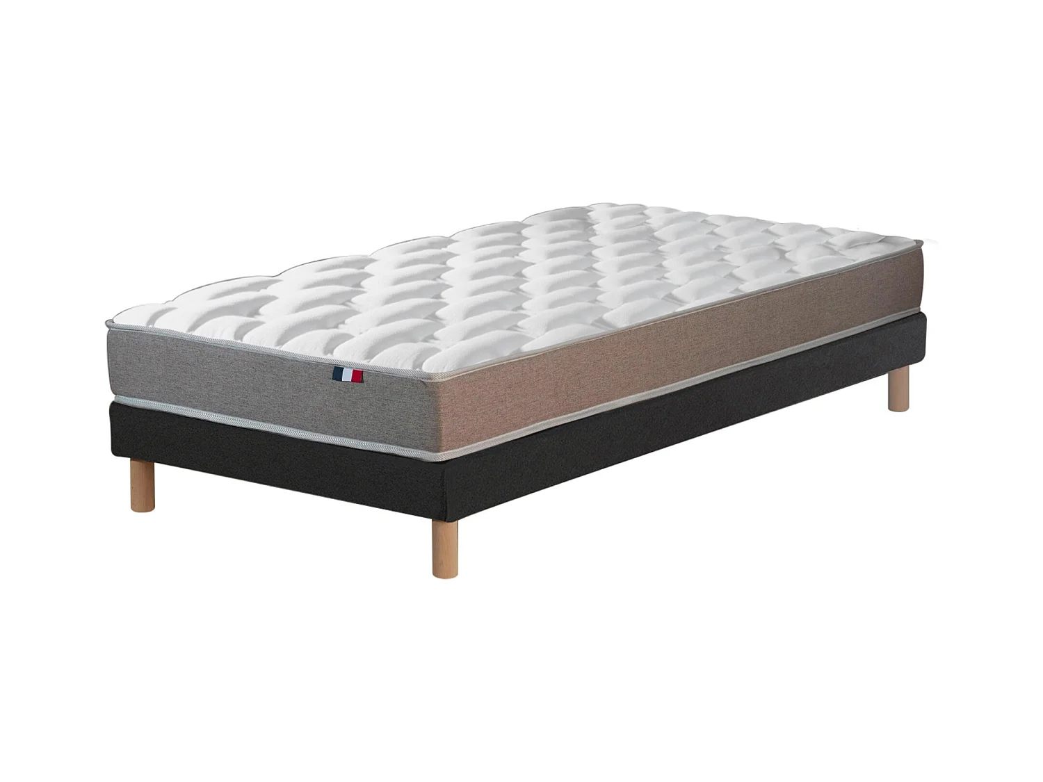 Ensemble matelas mémoire de forme MAM AZUR avec sommier - confort français Dimensions - 90 x 190 cm, Sommier - Noir