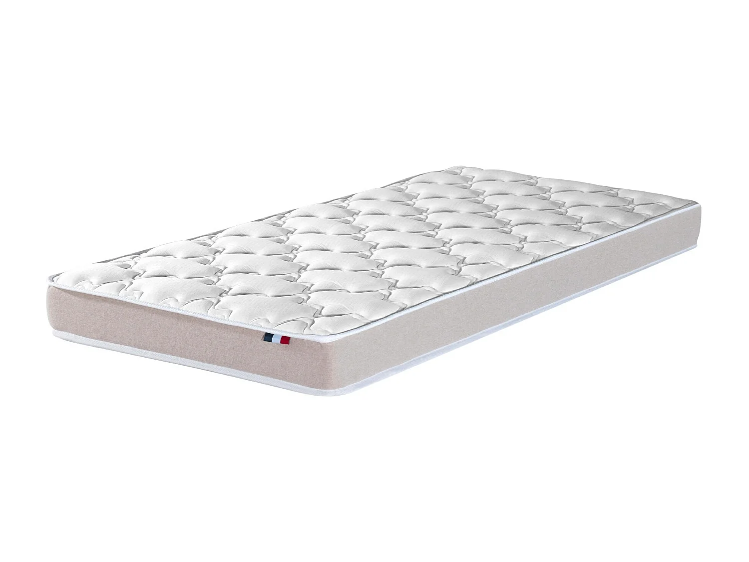 Ensemble Matelas accueil Latex 3 zones INITIAL - Bi Confort Mousse & Latex + Sommier - Made in France Dimensions - 90 x 200 cm, Sommier - Blanc