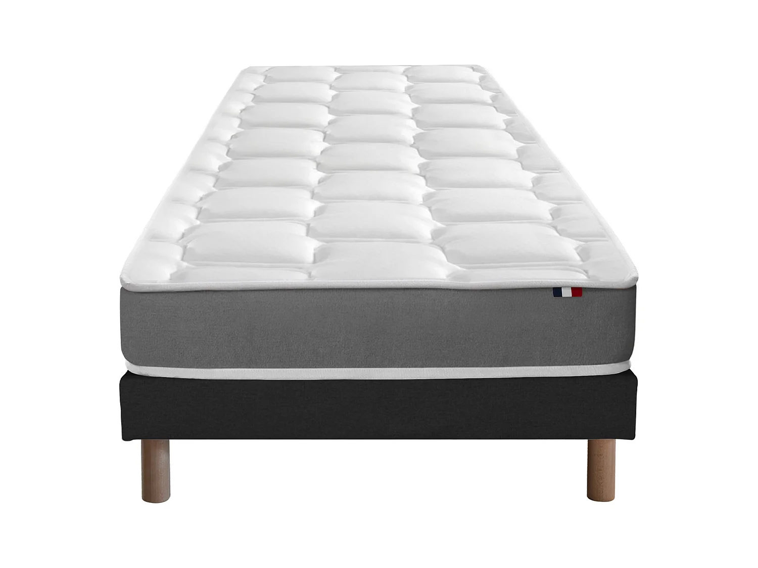 Ensemble matelas mémoire de forme et mousse HR ZENITH avec sommier - confort français Dimensions - 90 x 190 cm, Sommier - Noir