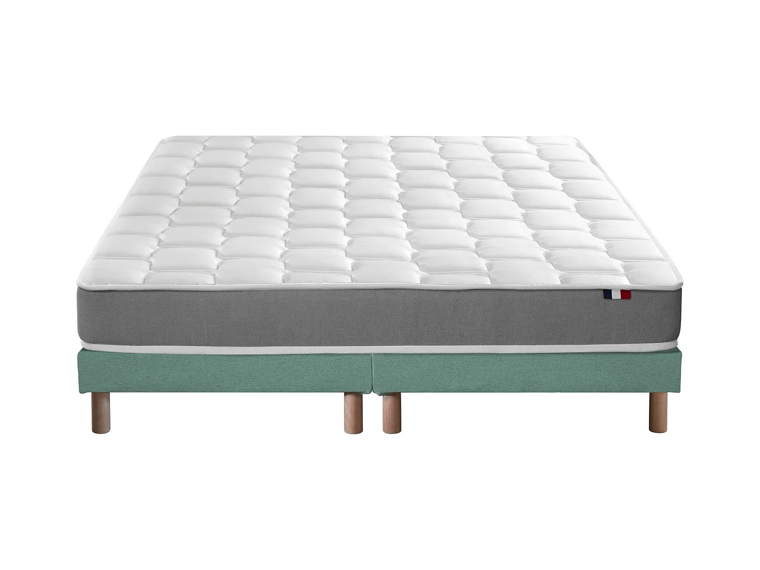 Ensemble matelas mémoire de forme MAM AZUR avec sommier - confort français Dimensions - 2x80 x 200 cm, Sommier - Vert celadon