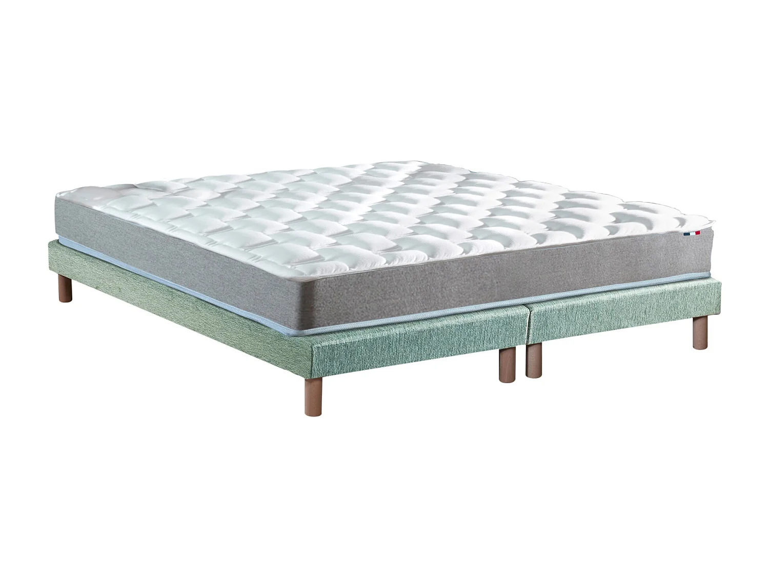 Ensemble matelas mémoire de forme MAM AZUR avec sommier - confort français Dimensions - 2x80 x 200 cm, Sommier - Vert celadon