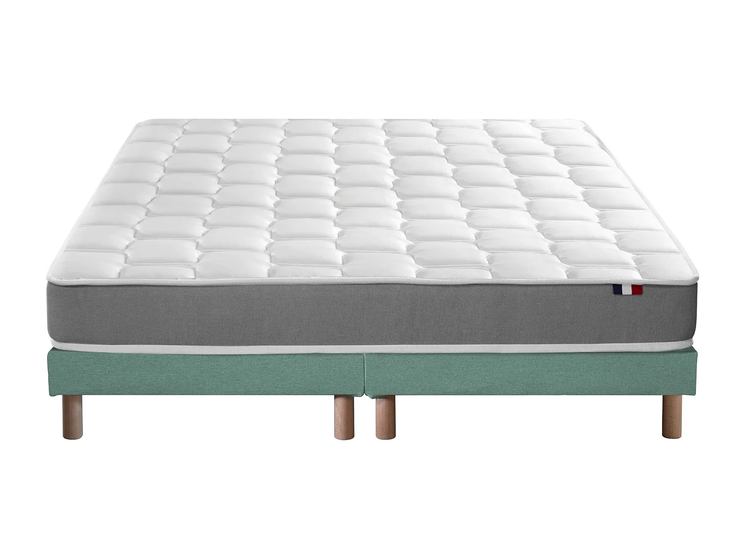 Ensemble matelas mémoire de forme MAM AZUR avec sommier - confort français Dimensions - 2x80 x 200 cm, Sommier - Vert celadon