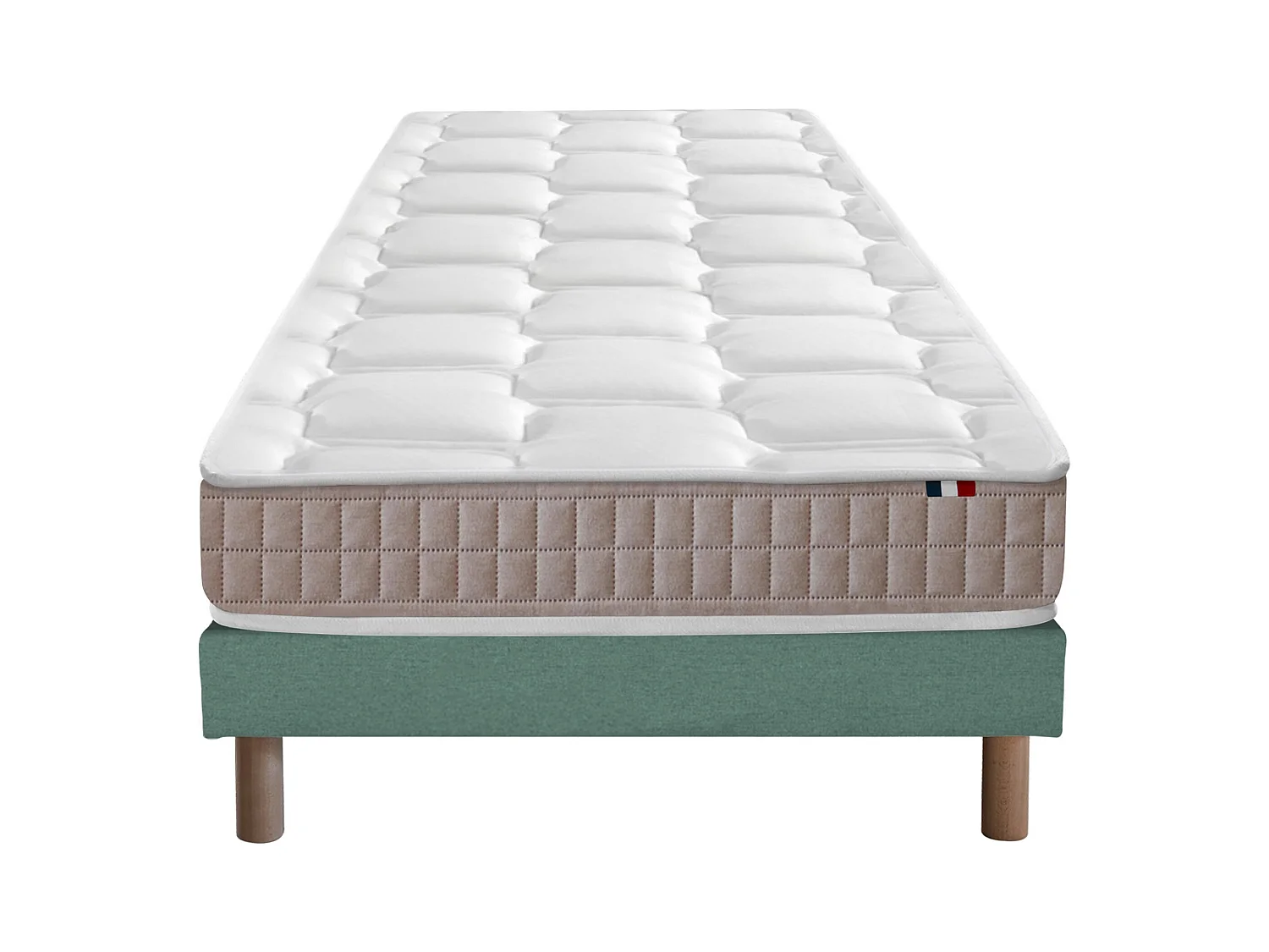 Ensemble Matelas 100% latex 5 zones ORIGINEL + Sommier - Spécial Dos Sensible - Fabriqué en France Dimensions - 90 x 190 cm, Sommier - Vert celadon