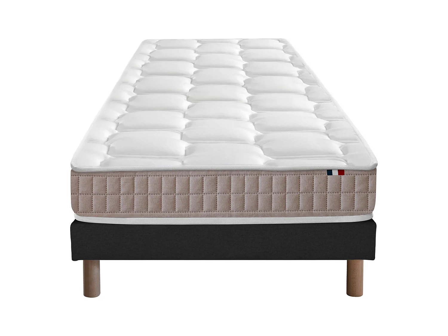 Ensemble Matelas 100% latex 5 zones ORIGINEL + Sommier - Spécial Dos Sensible - Fabriqué en France Dimensions - 80 x 200 cm, Sommier - Noir