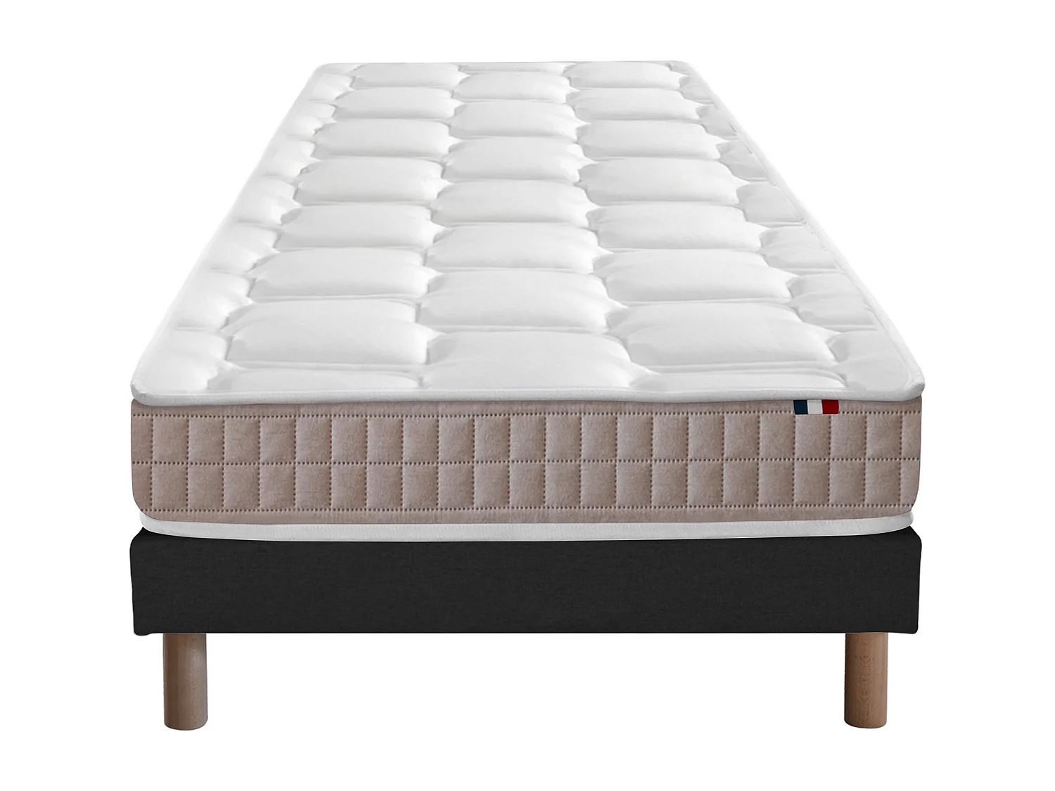 Ensemble Matelas 100% latex 5 zones ORIGINEL + Sommier - Spécial Dos Sensible - Fabriqué en France Dimensions - 80 x 200 cm, Sommier - Noir