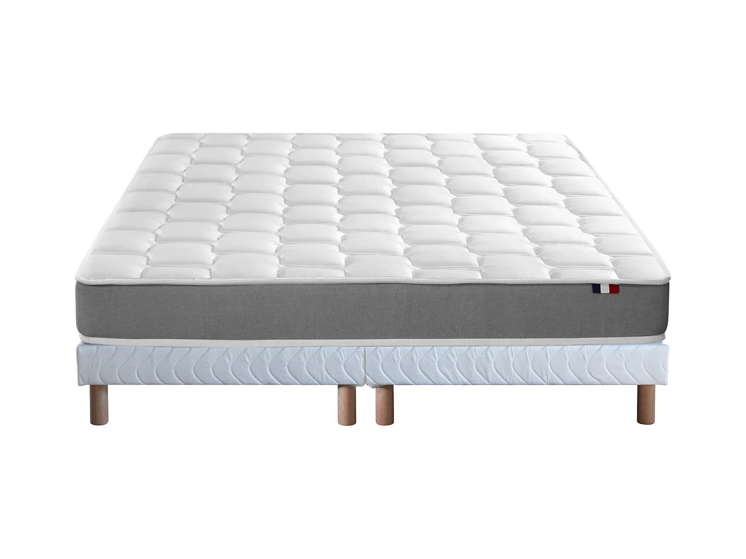 Ensemble matelas mémoire de forme MAM AZUR avec sommier - confort français Dimensions - 2x80 x 200 cm, Sommier - Blanc