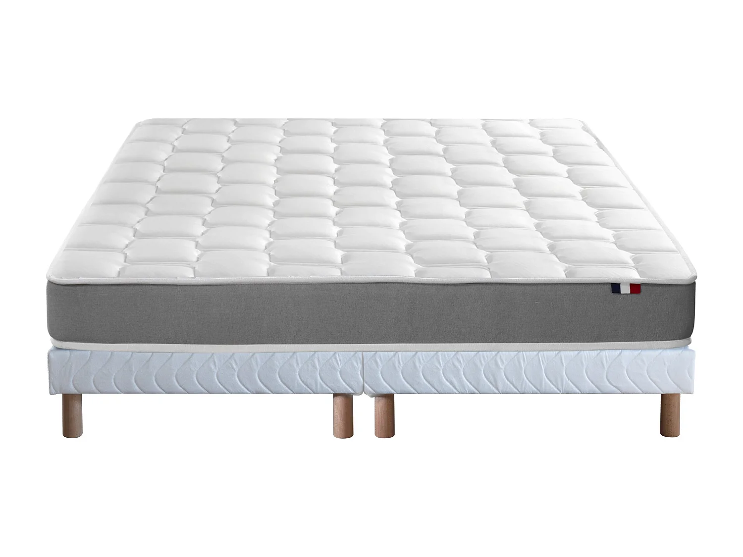 Ensemble matelas mémoire de forme MAM AZUR avec sommier - confort français Dimensions - 2x80 x 200 cm, Sommier - Blanc