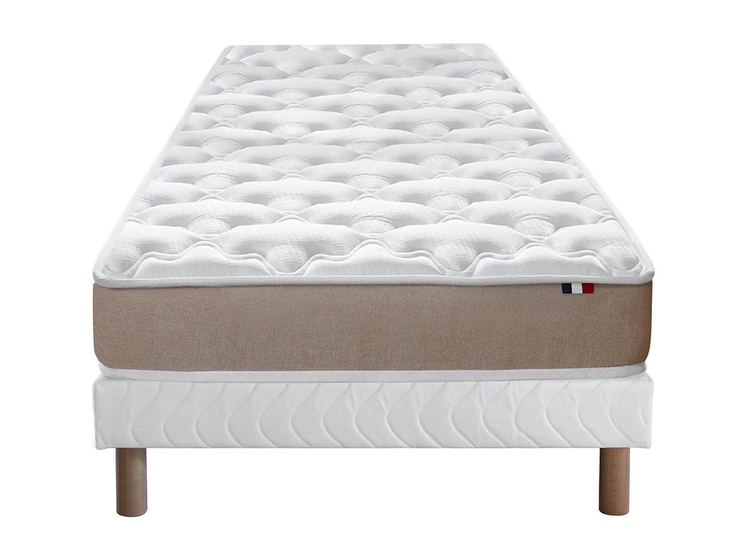 Ensemble Matelas accueil Latex 3 zones INITIAL - Bi Confort Mousse & Latex + Sommier - Made in France Dimensions - 90 x 190 cm, Sommier - Blanc