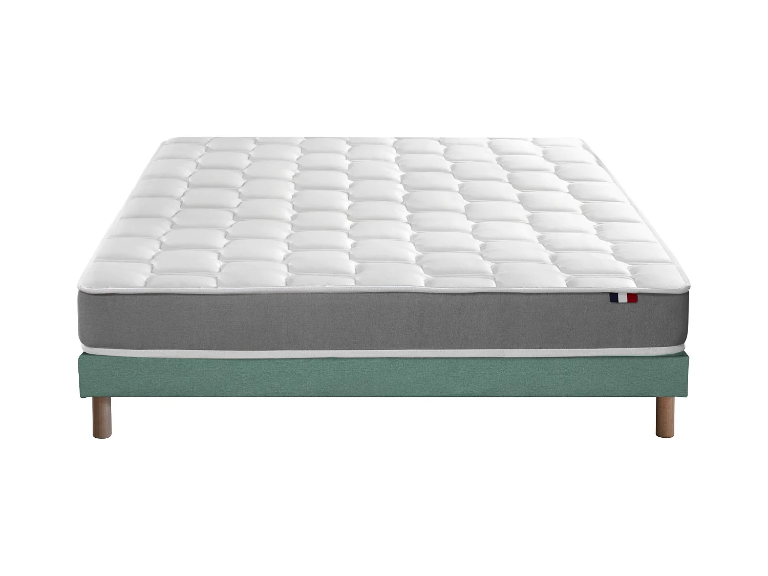 Ensemble matelas mémoire de forme MAM AZUR avec sommier - confort français Dimensions - 140 x 190 cm, Sommier - Vert celadon