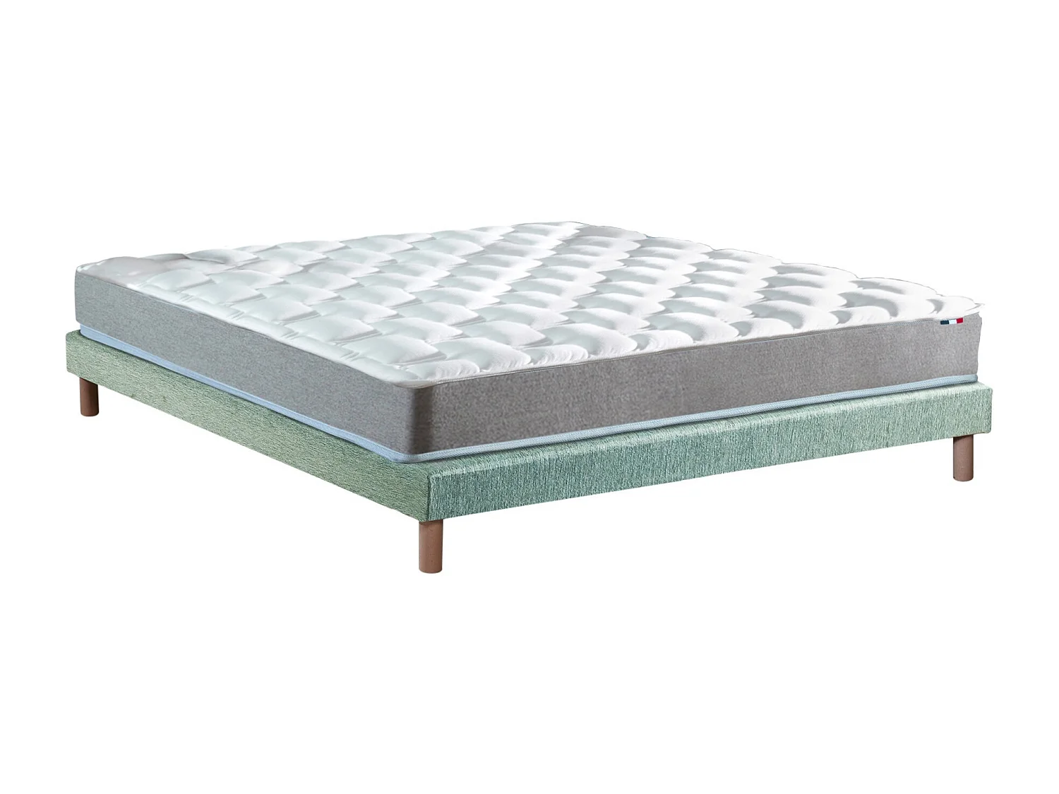 Ensemble matelas mémoire de forme MAM AZUR avec sommier - confort français Dimensions - 140 x 190 cm, Sommier - Vert celadon