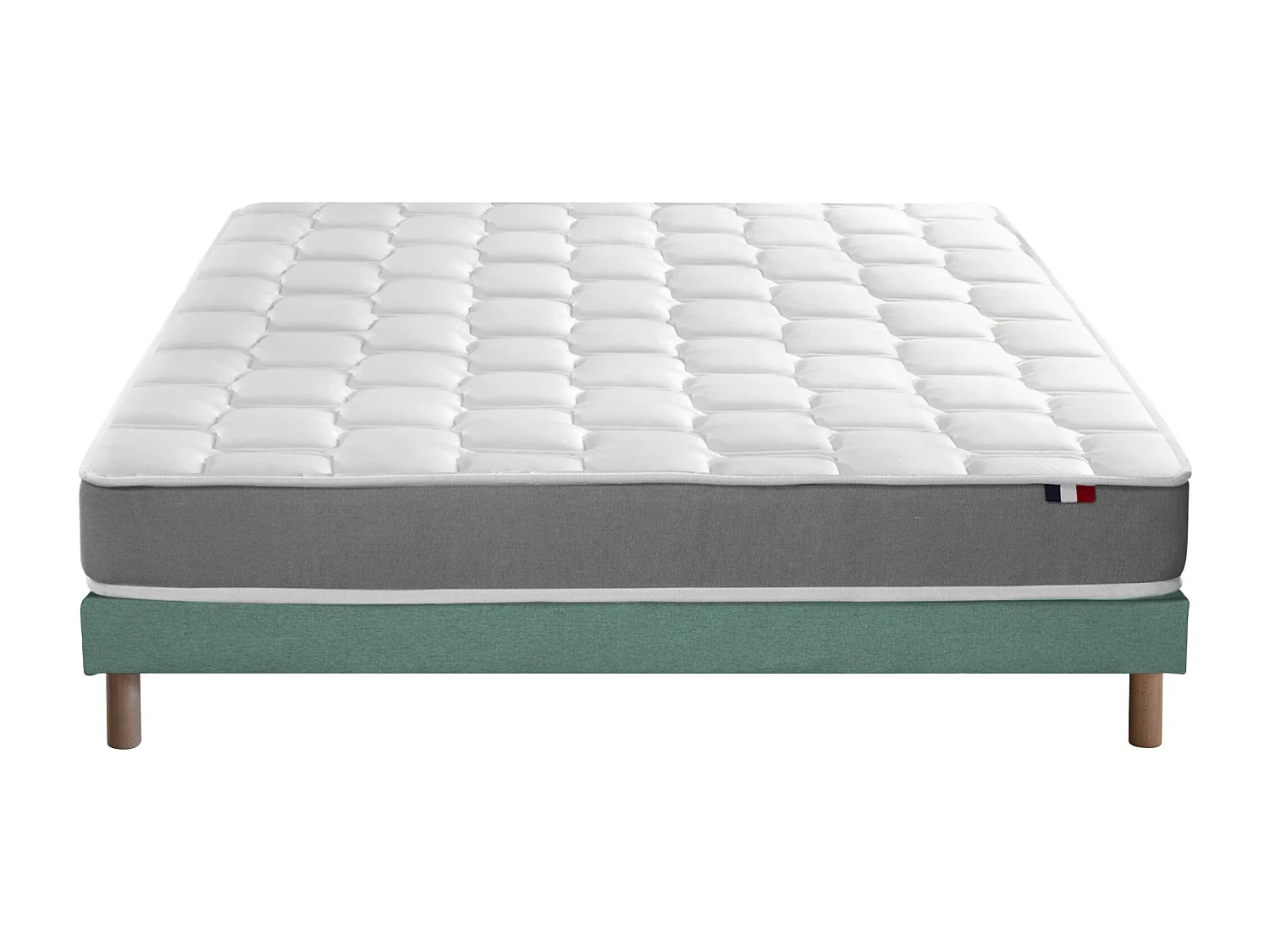 Ensemble matelas mémoire de forme MAM AZUR avec sommier - confort français Dimensions - 140 x 190 cm, Sommier - Vert celadon