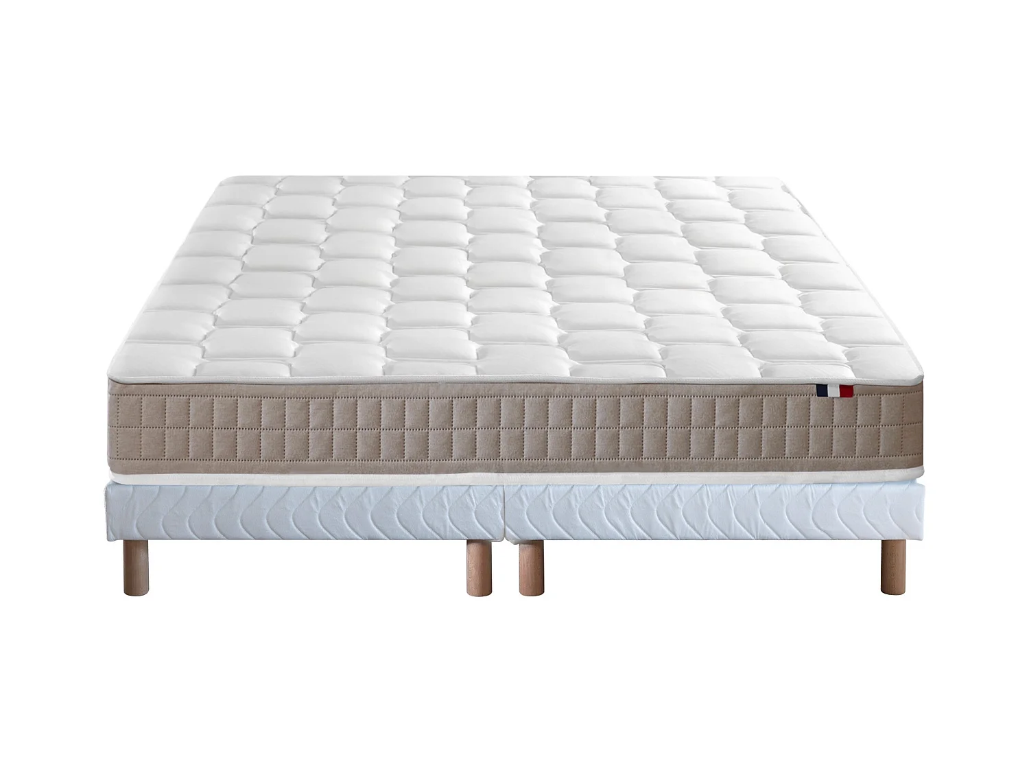 Ensemble Matelas 100% latex 5 zones ORIGINEL + Sommier - Spécial Dos Sensible - Fabriqué en France Dimensions - 2x80 x 200 cm, Sommier - Blanc