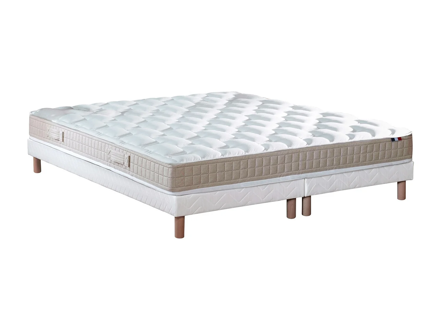 Ensemble Matelas 100% latex 5 zones ORIGINEL + Sommier - Spécial Dos Sensible - Fabriqué en France Dimensions - 2x80 x 200 cm, Sommier - Blanc