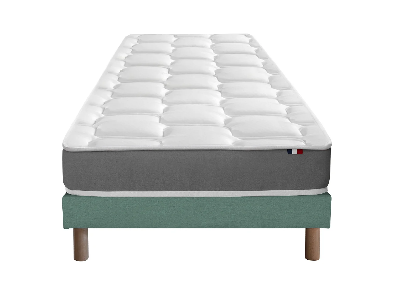 Ensemble matelas mémoire de forme MAM AZUR avec sommier - confort français Dimensions - 90 x 190 cm, Sommier - Vert celadon