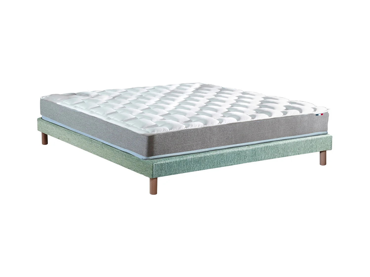 Ensemble matelas mémoire de forme et mousse HR ZENITH avec sommier - confort français Dimensions - 140 x 190 cm, Sommier - Vert celadon