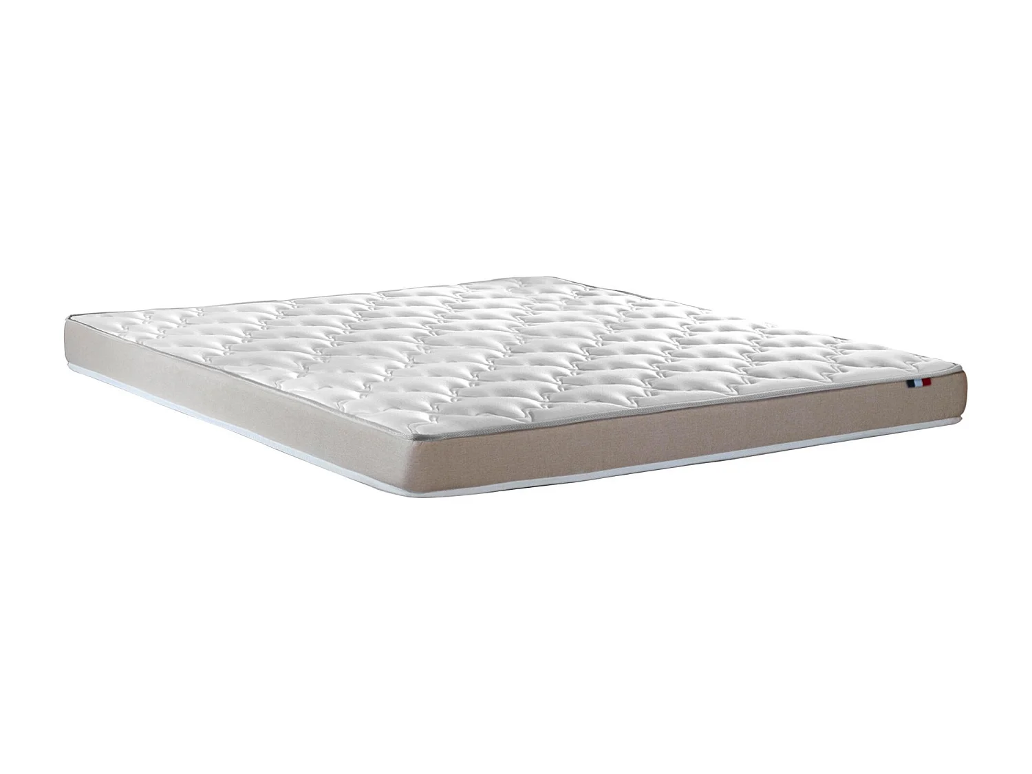 Ensemble Matelas accueil Latex 3 zones INITIAL - Bi Confort Mousse & Latex + Sommier - Made in France Dimensions - 2x80 x 200 cm, Sommier - Blanc