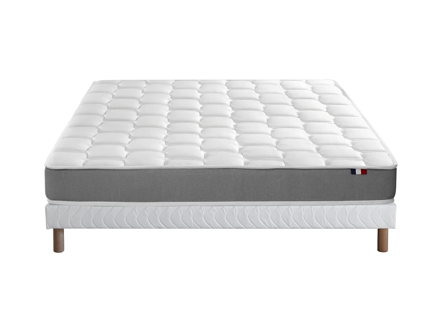 Ensemble matelas mémoire de forme et mousse HR ZENITH avec sommier - confort français Dimensions - 140 x 190 cm, Sommier - Blanc