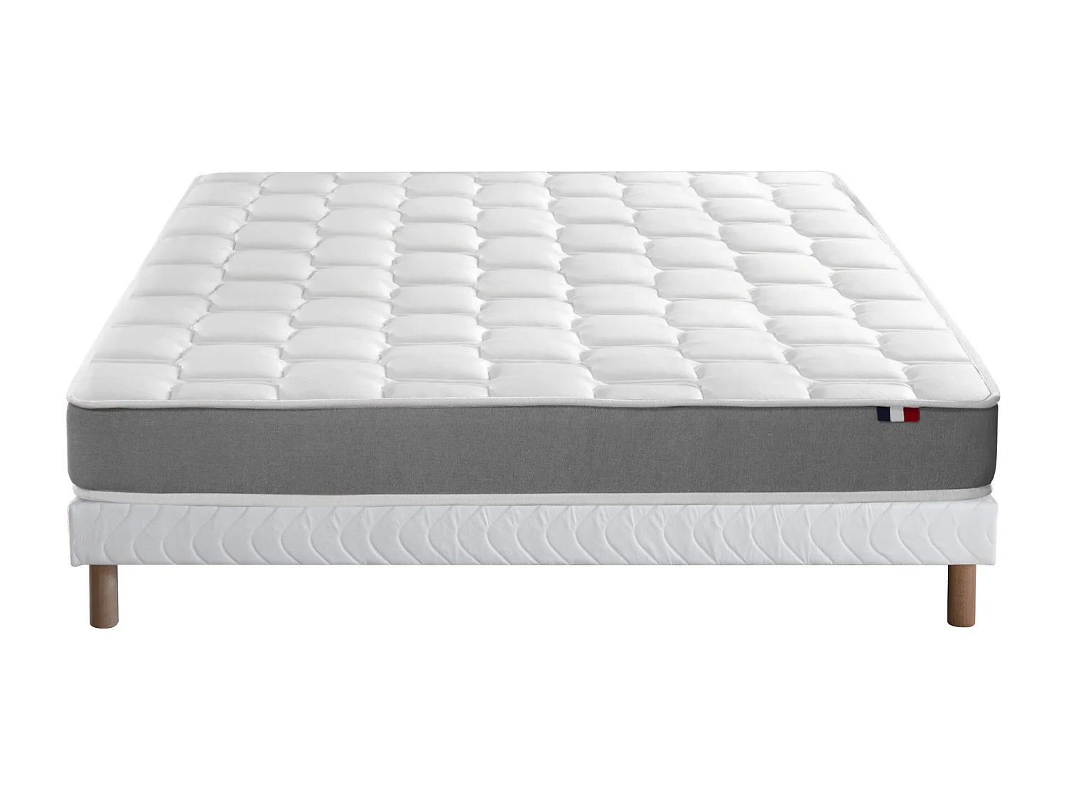 Ensemble matelas mémoire de forme et mousse HR ZENITH avec sommier - confort français Dimensions - 140 x 190 cm, Sommier - Blanc