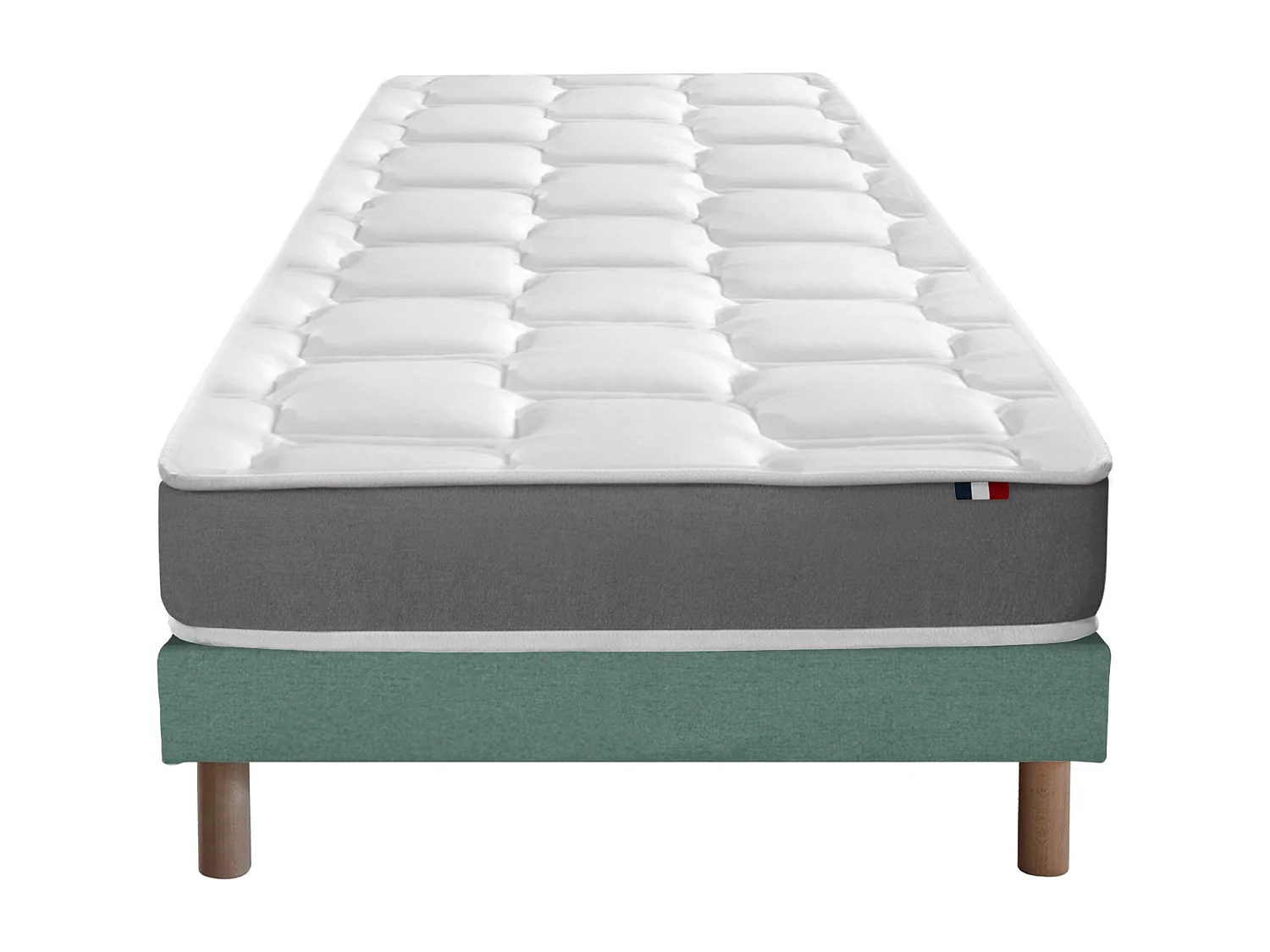 Ensemble matelas mémoire de forme MAM AZUR avec sommier - confort français Dimensions - 90 x 200 cm, Sommier - Vert celadon