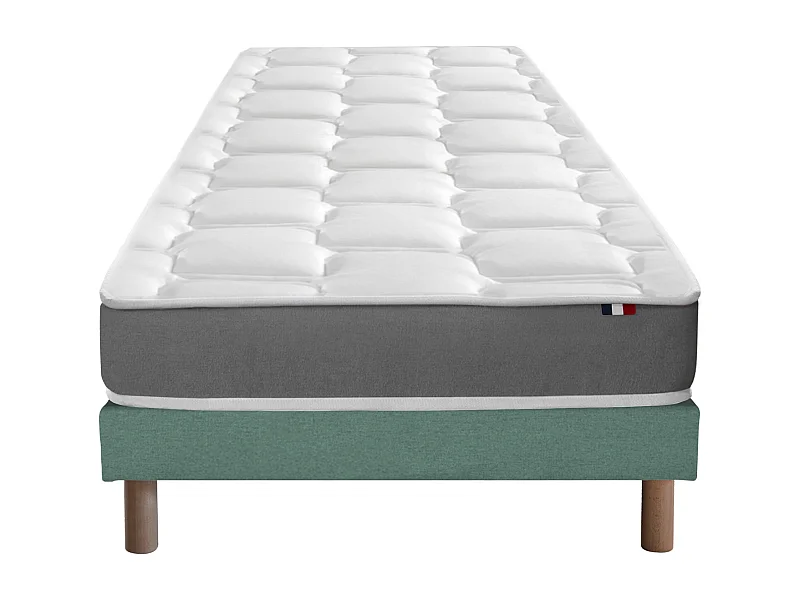 Ensemble matelas mémoire de forme MAM AZUR avec sommier - confort français Dimensions - 90 x 200 cm, Sommier - Vert celadon