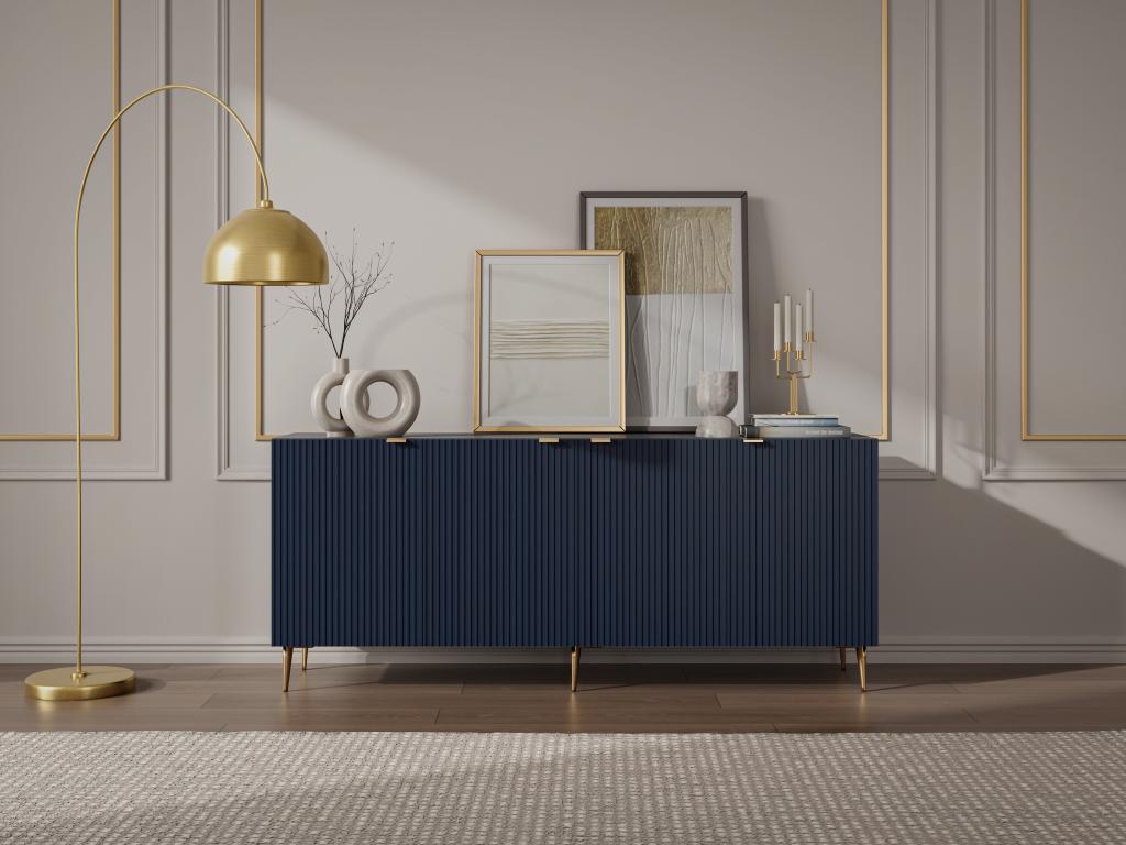 Kauf-Unique Sideboard mit 4 Türen - MDF & Stahl - Blau & Goldfarben - YESINIA 2249553