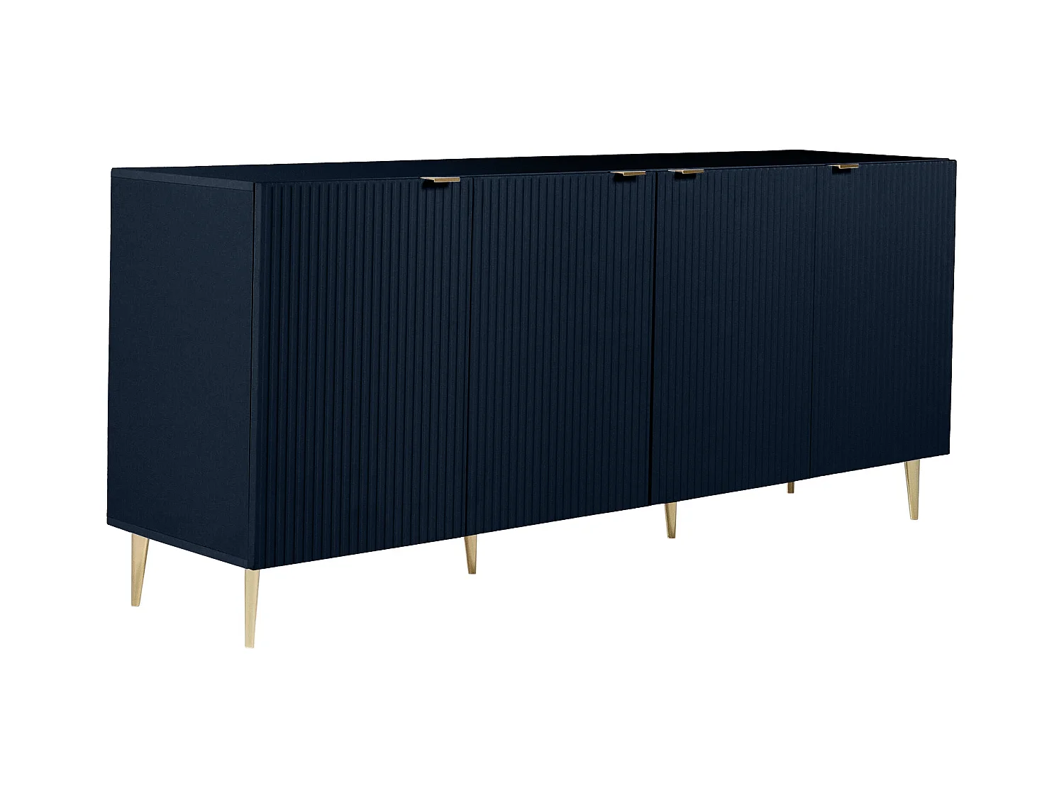 Buffet avec 4 portes en MDF et acier - Bleu et doré - YESINIA