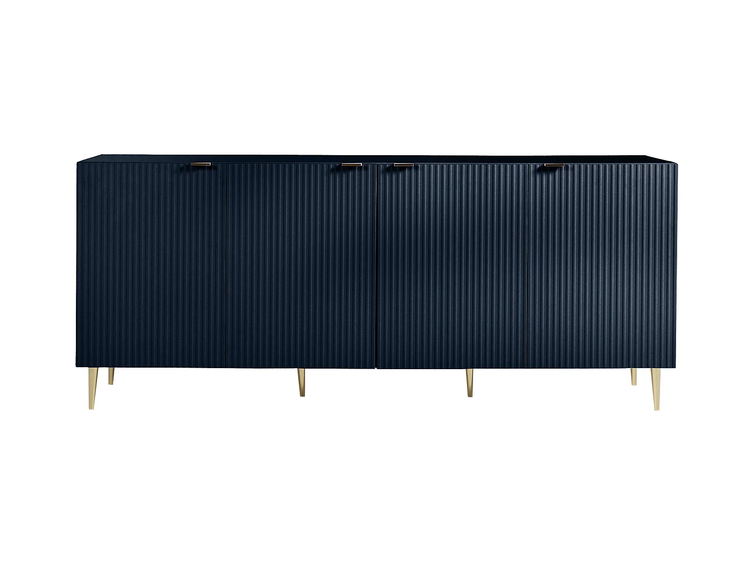 Aparador com 4 portas em MDF e aço azul e dourado - YESINIA