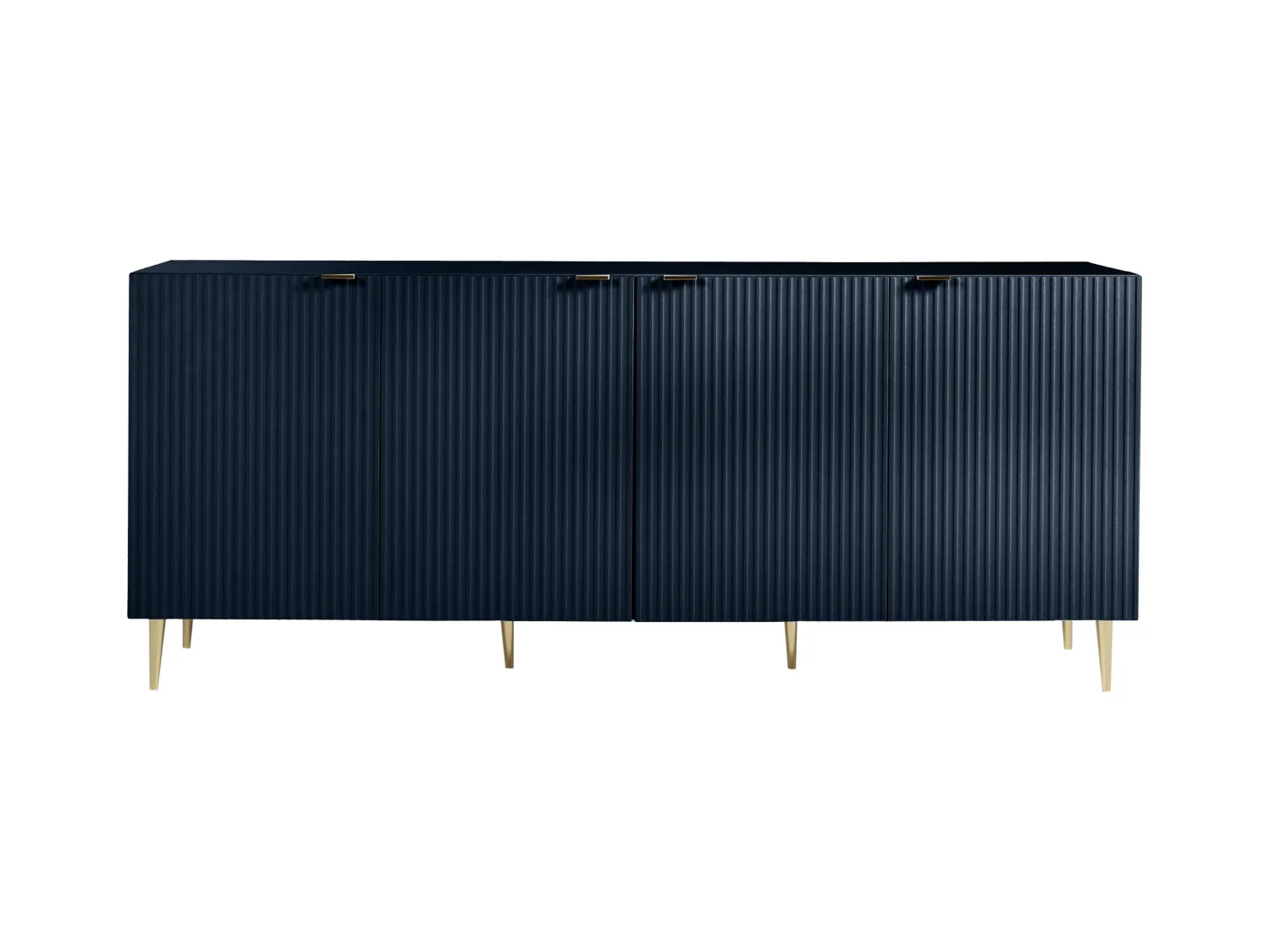 Aparador com 4 portas em MDF e aço azul e dourado - YESINIA