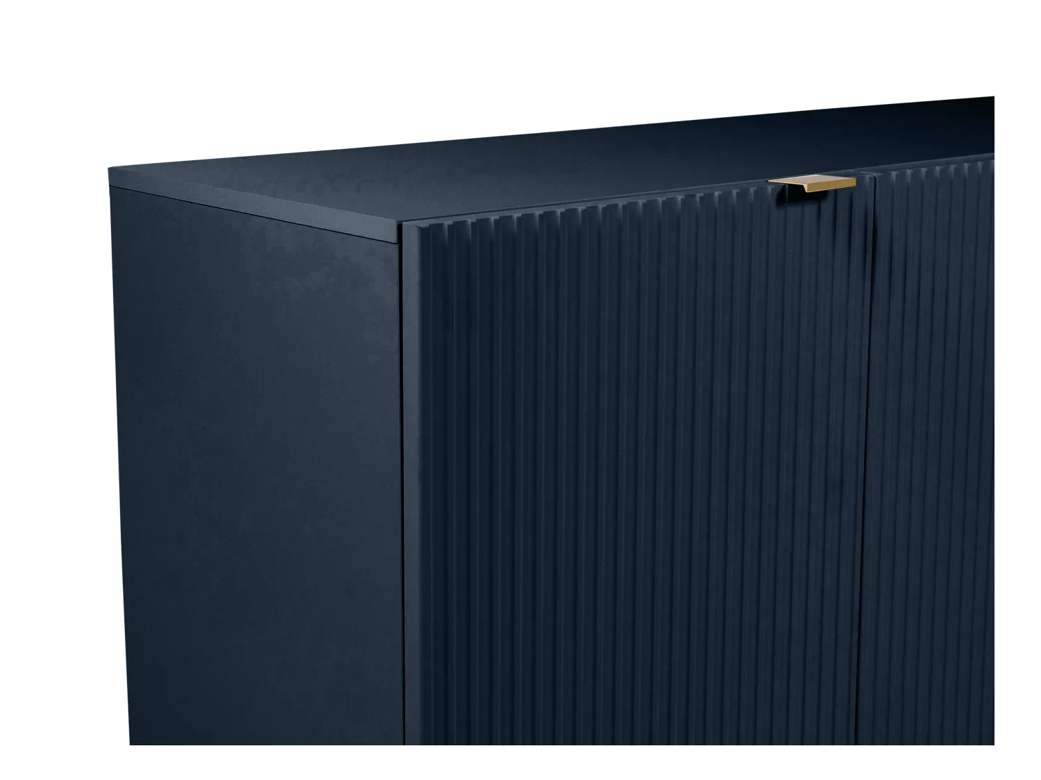 Aparador com 4 portas em MDF e aço azul e dourado - YESINIA