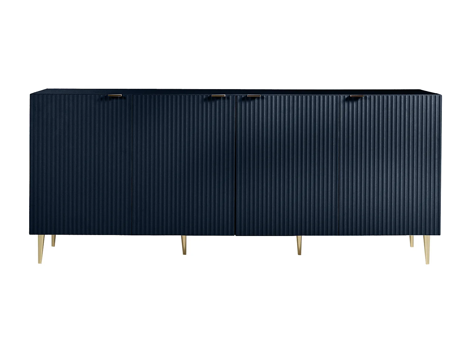 Buffet avec 4 portes en MDF et acier - Bleu et doré - YESINIA