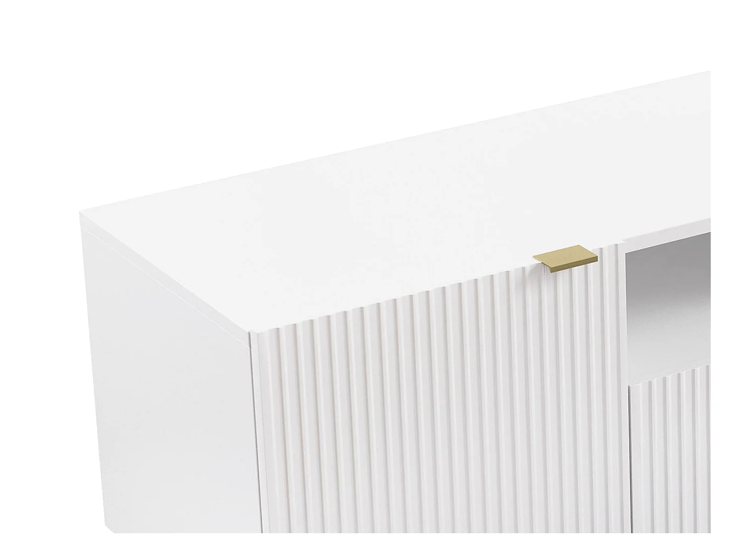 Mobile TV con 2 ante, 2 cassetti e 2 nicchie in MDF e Acciaio Bianco e Dorato - YESINIA