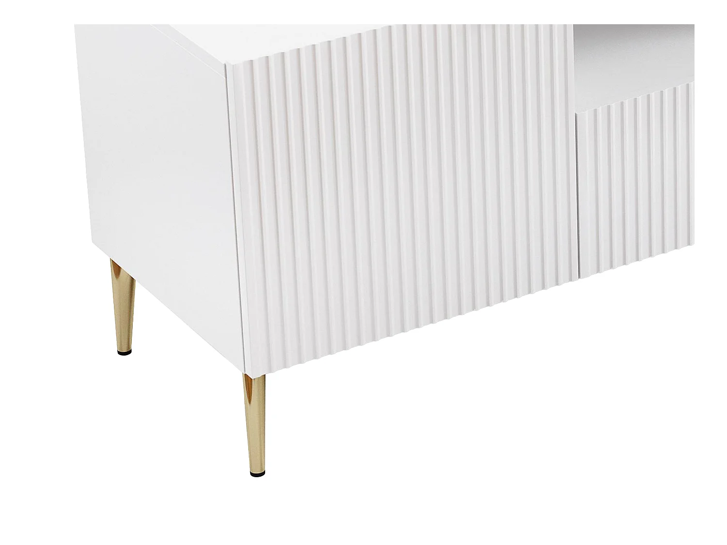 Mobile TV con 2 ante, 2 cassetti e 2 nicchie in MDF e Acciaio Bianco e Dorato - YESINIA