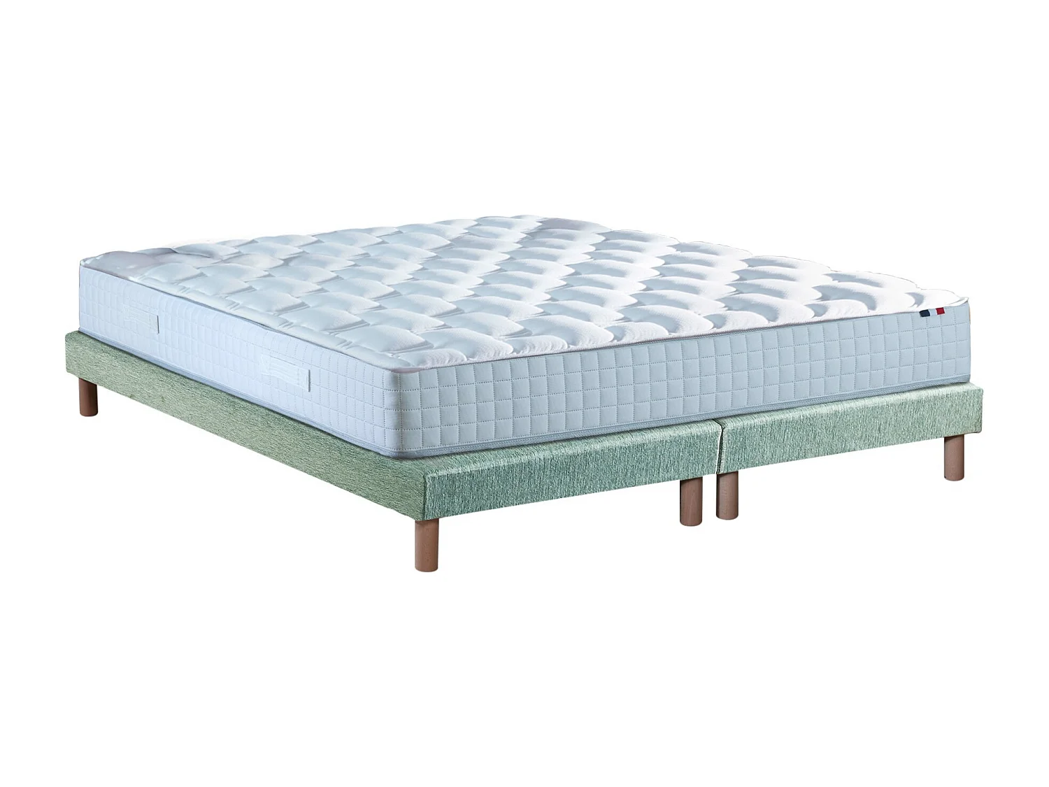 Ensemble literie : matelas à ressorts COSMOS et sommier - qualité française Dimensions - 2x90 x 200 cm, Sommier - Vert celadon