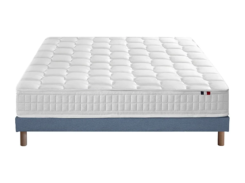 Ensemble literie : matelas à ressorts COSMOS et sommier - qualité française Dimensions - 140 x 190 cm, Sommier - Bleu denim
