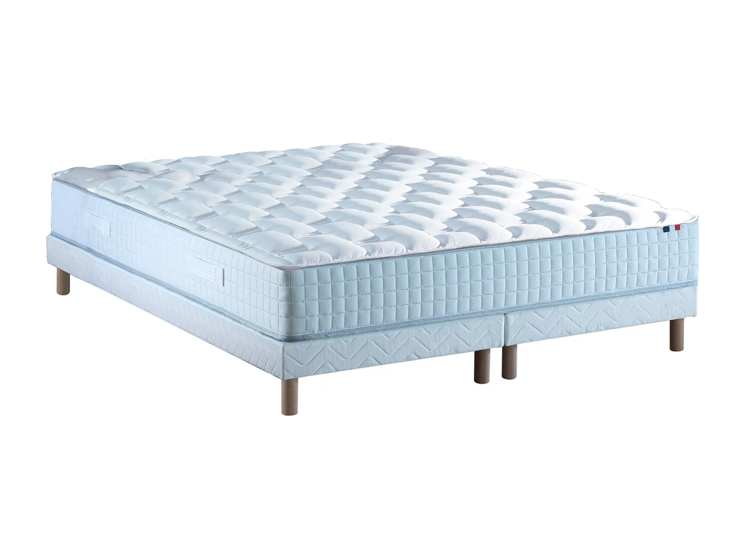 Ensemble literie : matelas à ressorts COSMOS et sommier - qualité française Dimensions - 2x90 x 200 cm, Sommier - Blanc