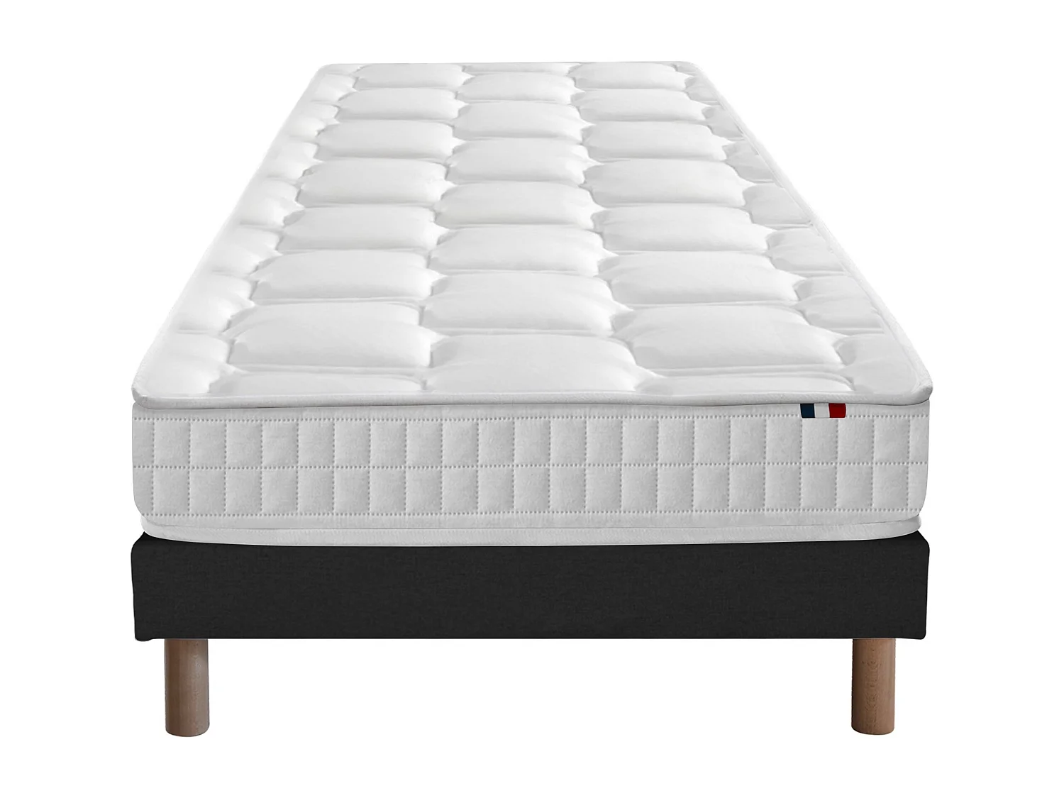 Ensemble literie : matelas à ressorts COSMOS et sommier - qualité française Dimensions - 90 x 190 cm, Sommier - Noir