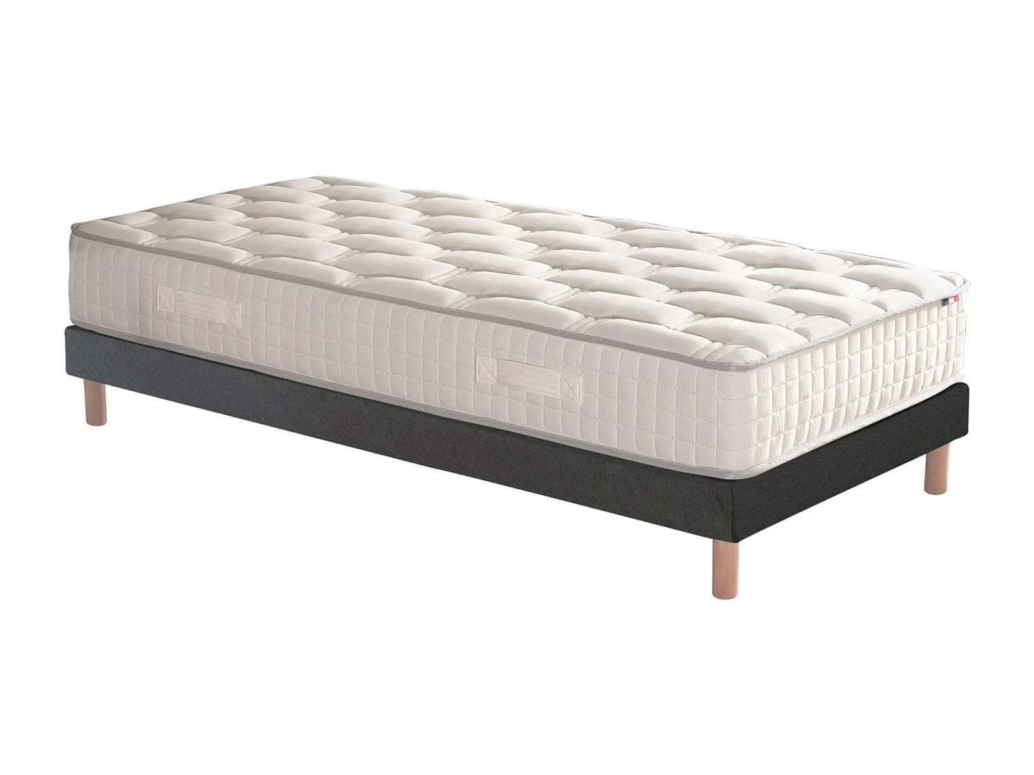 Ensemble literie : matelas à ressorts COSMOS et sommier - qualité française Dimensions - 90 x 190 cm, Sommier - Noir