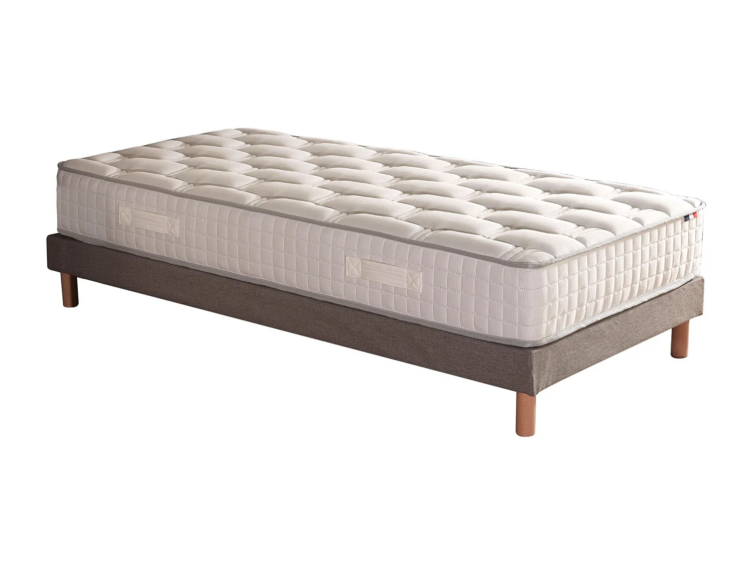 Ensemble literie : matelas à ressorts COSMOS et sommier - qualité française Dimensions - 90 x 190 cm, Sommier - Gris chiné