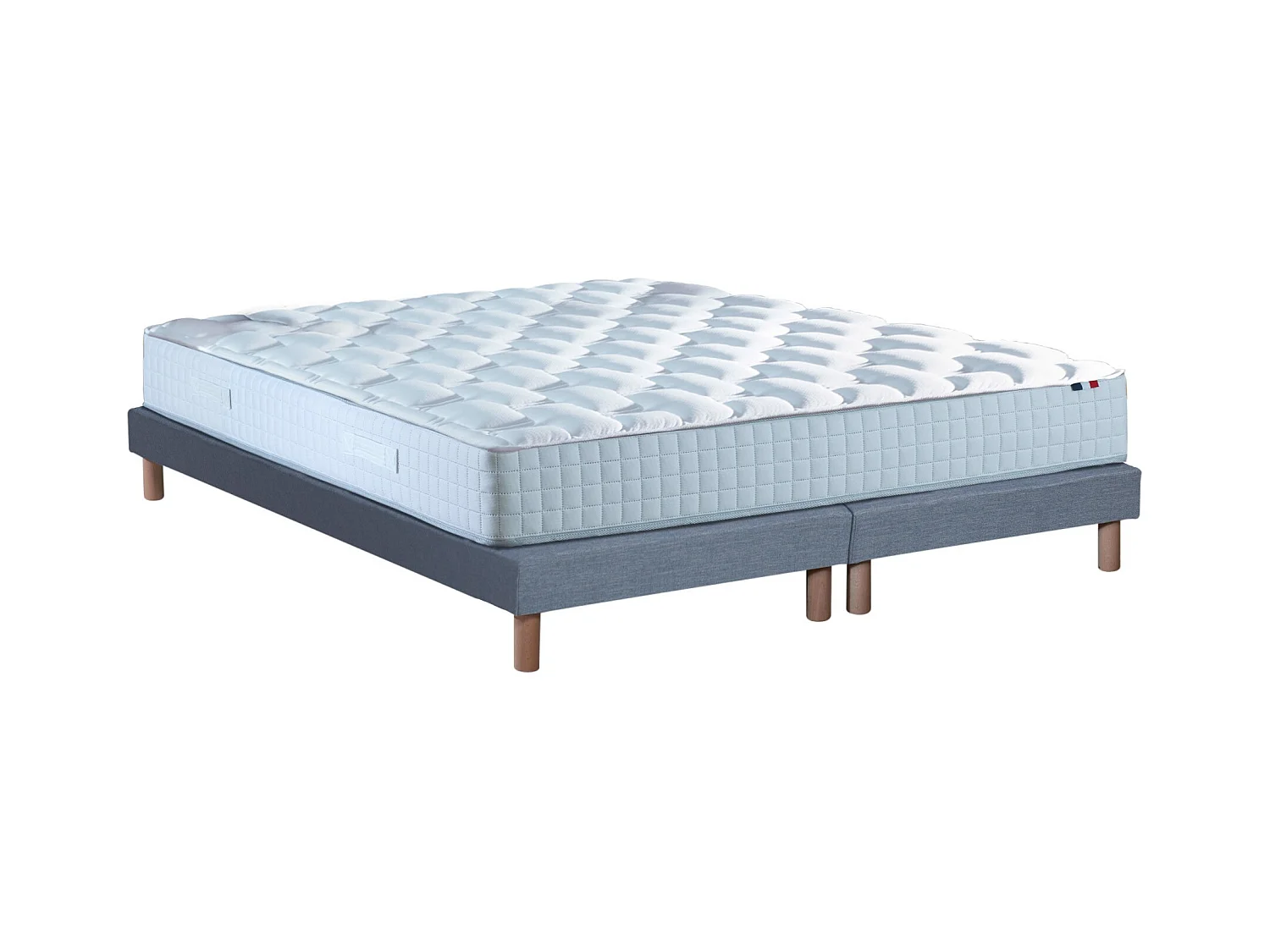 Ensemble literie : matelas à ressorts COSMOS et sommier - qualité française Dimensions - 2x80 x 200 cm, Sommier - Gris chiné