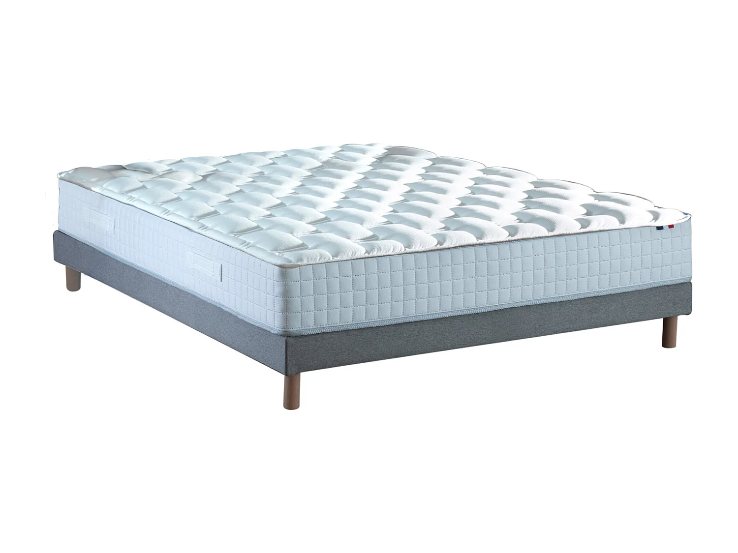 Ensemble literie : matelas à ressorts COSMOS et sommier - qualité française Dimensions - 140 x 190 cm, Sommier - Gris chiné