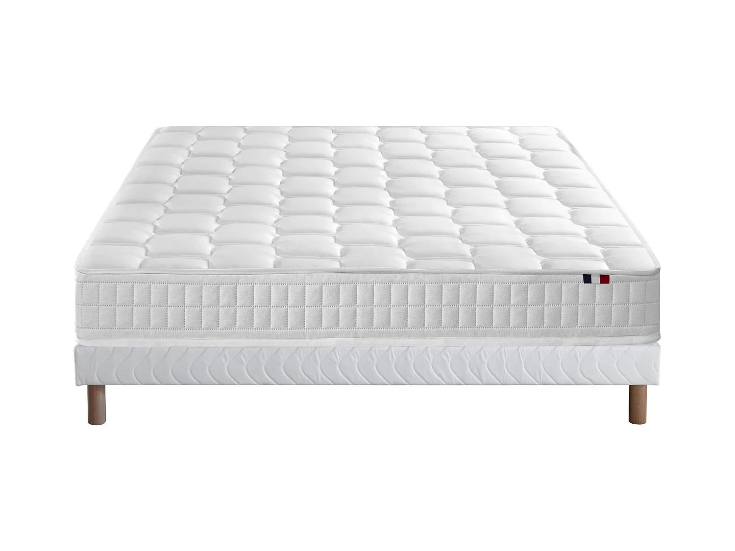 Ensemble literie : matelas à ressorts COSMOS et sommier - qualité française Dimensions - 140 x 190 cm, Sommier - Blanc
