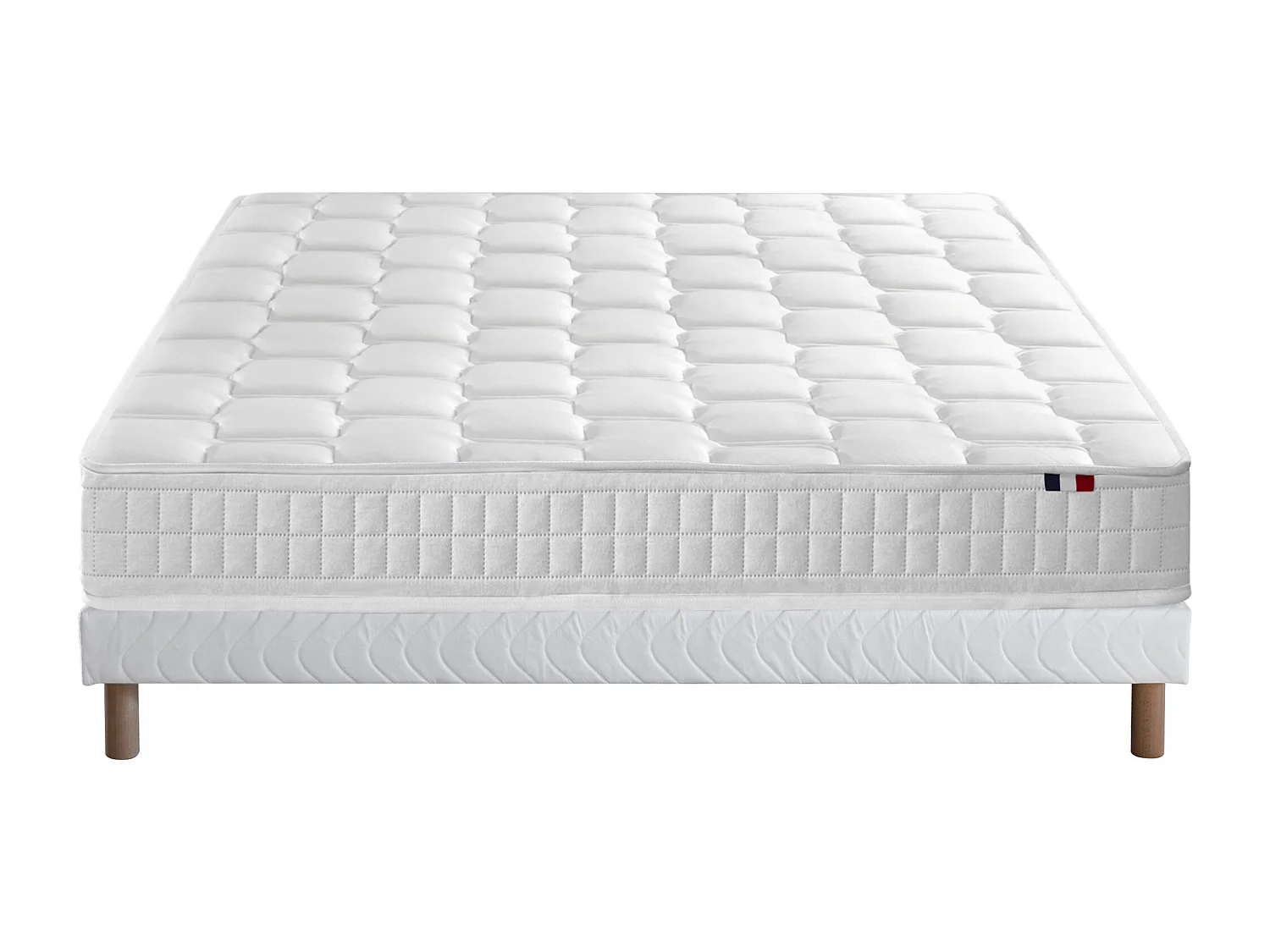 Ensemble literie : matelas à ressorts COSMOS et sommier - qualité française Dimensions - 140 x 190 cm, Sommier - Blanc