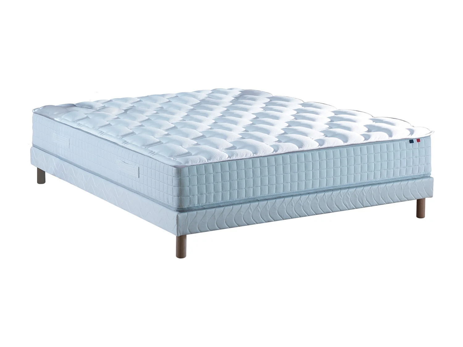 Ensemble literie : matelas à ressorts COSMOS et sommier - qualité française Dimensions - 140 x 190 cm, Sommier - Blanc