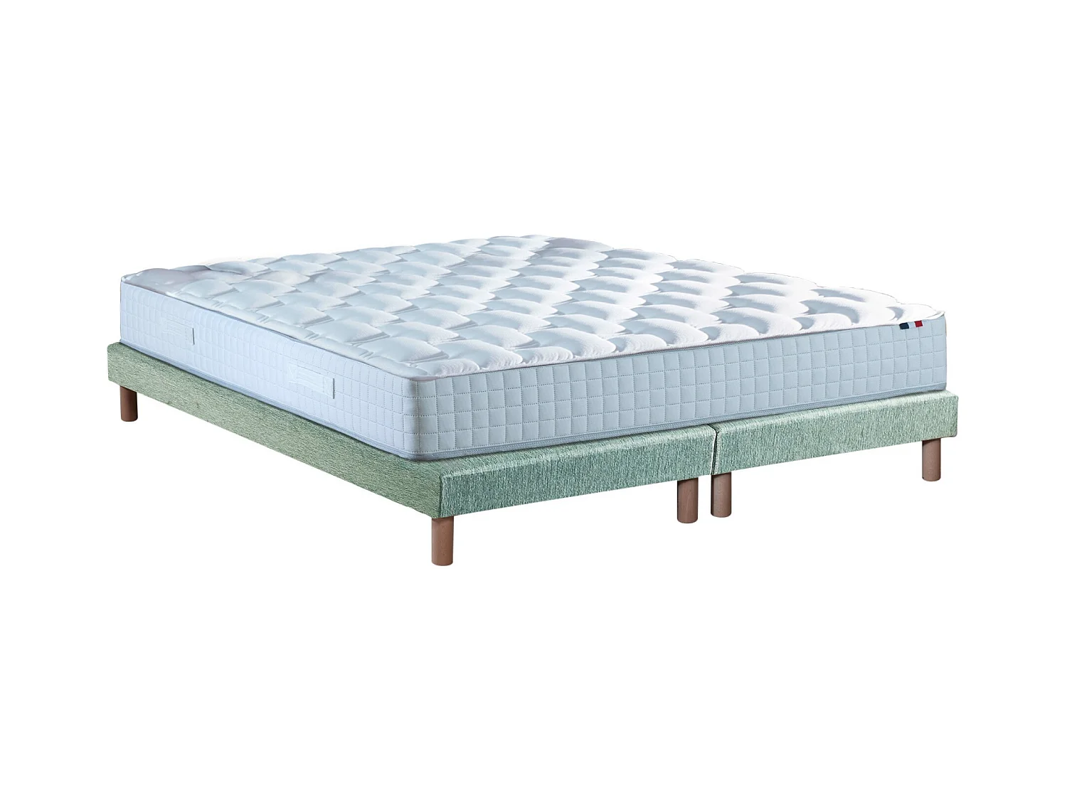 Ensemble literie : matelas à ressorts COSMOS et sommier - qualité française Dimensions - 2x80 x 200 cm, Sommier - Vert celadon
