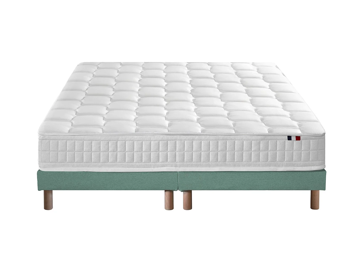 Ensemble literie : matelas à ressorts COSMOS et sommier - qualité française Dimensions - 2x80 x 200 cm, Sommier - Vert celadon