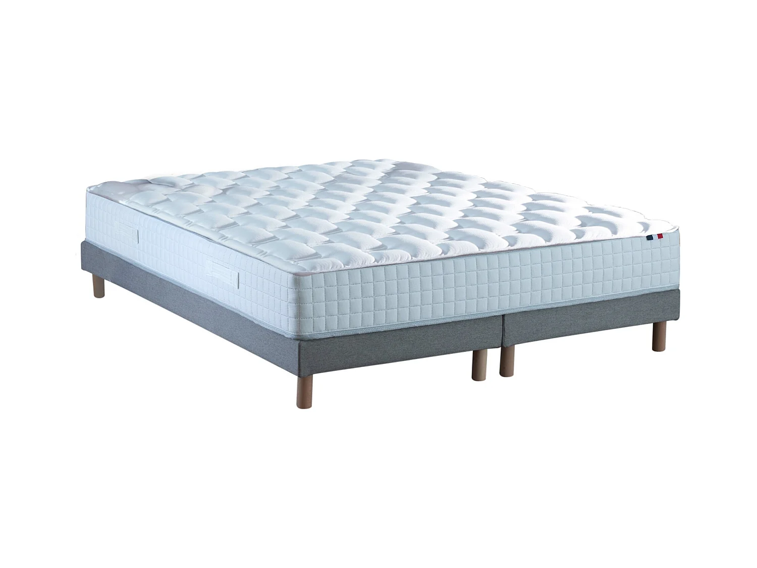 Ensemble literie : matelas à ressorts COSMOS et sommier - qualité française Dimensions - 2x90 x 200 cm, Sommier - Bleu denim